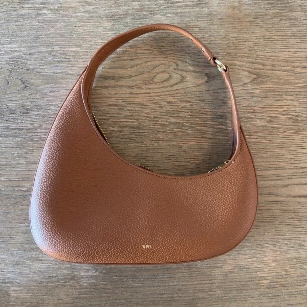JW Pei Women's Brown Leather Shoulder Bag 'Harlee' Asymmetrical Gold Zipper NWOT